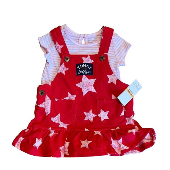 Tommy Hilfiger Baby Girl's Red Star Jumper Dress Set - New! - Picture 1 of 2